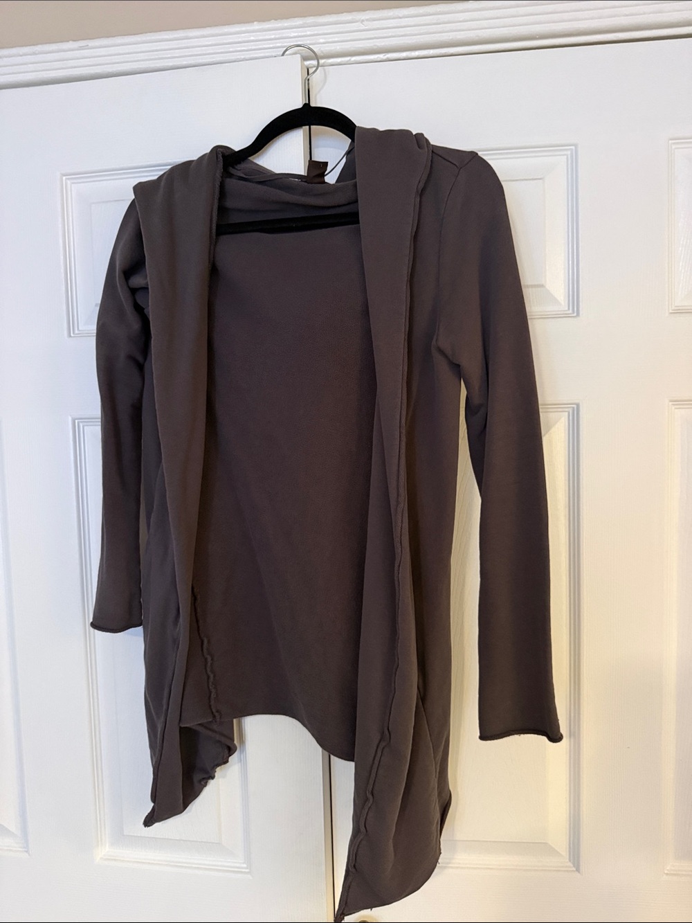 H&M Open-Front Hooded Cardigan - Taupe Brown
